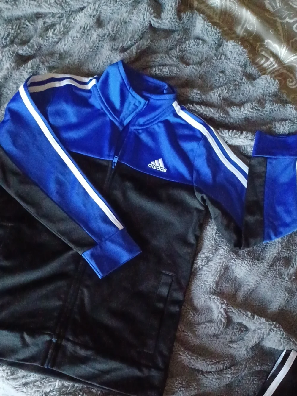 Adidas Kids Blue and Black Track Jacket and Pants Set